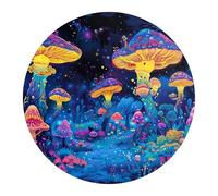 DEQORI Papel pintado redondo autoadhesivo de 120 cm de diámetro, diseño de mundos mágicos de hongos, lienzo textil, extraíble, decorativo y estable, para salón, oficina, pasillo o habitación infantil