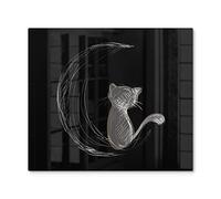 DEQORI Placa de cristal para cubrir vitrocerámica, de una pieza, 60 x 52 cm, diseño El gato y la luna, placa de vitrocerámica para cocina, cubierta universal de cocina, placa de cristal y tabla de