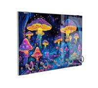 DEQORI Portallaves de cristal | diseño de mundos mágicos de hongos | aprox. 30 x 20 cm | con 5 ganchos magnéticos - moderno almacenamiento de llaves y soporte para llaves para pasillo, oficina, llaves