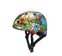 DEQUBE- Casco Infantil Ajustable- Casco para niños y niñas de 2 a 7 años - Ultraligero y Seguro - Resistente y Transpirable- Diámetro 50-54cm. Diseño Grafiti (914D00023)