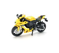 Deqube D00400 Coches en Miniatura a Escala 1:18 con Sistema Pull-Back, Réplica Detallada de Yamaha YZF-R1 Amarillo para Colección y Juego