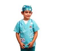 DEQUBE - Disfraz de cirujano y gorro con diseño estampado motivos de cirujano, unisex, talla unica, color verde