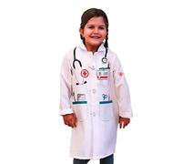 DEQUBE - Disfraz de médico bata con diseño de complementos sobre la tela, unisex, talla unica, color blanco