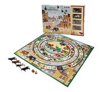 DEQUBE- Juego de la Oca de San Fermín - Incluye 4 Mini toros de Collecta y Dados de Madera - Dimensiones Tablero 50X50cm (DeQube 924D00180)