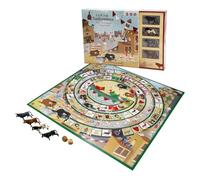 DEQUBE- Juego de la Oca de San Fermín - Incluye 4 Mini toros de Collecta y Dados de Madera - Dimensiones Tablero 50X50cm (DeQube 924D00180)