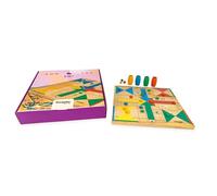 DEQUBE - Juego de Mesa - Parchís/Oca - Tablero y fichas de Madera FSC - +5 años (940D00338)