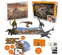 DEQUBE - Set de 5 Animales Prehistoricos - Contiene 12 Cartas de Realidad Aumentada - Juego Interactivo con App- Colección Collecta - Tamaño L y XL (Deqube 901D00043)