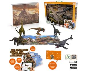 DEQUBE - Set de 5 Animales Prehistoricos - Contiene 12 Cartas de Realidad Aumentada - Juego Interactivo con App- Colección Collecta - Tamaño L y XL (Deqube 901D00043)