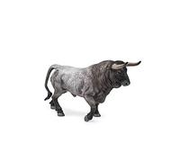 DQB DeQUBE - Toro Bravo Español, Réplica a Escala 1:16, Pintado a Mano, Trotando, Cárdeno, Gris, 17x8x4,2 cm, Figura de Toro, Miniatura, Juguete de Mesa, 3+ Años, 1 Unidad