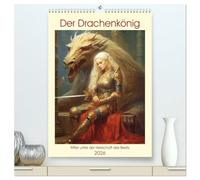 Der Drachenkönig. Ritter unter der Herrschaft des Biests (hochwertiger Premium Wandkalender 2026 DIN A2 hoch), Kunstdruck in Hochglanz: Krieger im Zeichen des Drachen-Monarchs