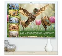 Der Garten der stillen Zahnräder - Ein Jahr zwischen Blüten, Mechanik und leiser Magie (hochwertiger Premium Wandkalender 2027 DIN A2 quer), ... Magische Gärten aus Metall und Zeit
