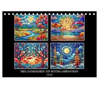 Der Jahreskreis auf Buntglasfenstern (Tischkalender 2026 DIN A5 quer), CALVENDO Monatskalender: Für jeden Monat ein buntes Fenster