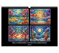 Der Jahreskreis auf Buntglasfenstern (Wandkalender 2026 DIN A3 quer), CALVENDO Monatskalender: Für jeden Monat ein buntes Fenster