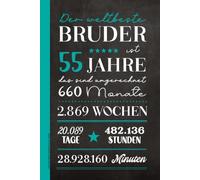 DER WELTBESTE BRUDER IST 55 JAHRE: Notizbuch A5 liniert Notiz Buch als Tagebuch Schreibbuch im Hardcover Format Geburtstagsgeschenk zum 55. für besten Bruder den Lieblingsbruder das Brother Book