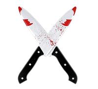 DERAYEE - 2 cuchillos de Halloween para Halloween, cuchillo falso de plástico de 12 pulgadas, accesorios clásicos de broma de terror para fiesta de Halloween de aterrador, cosplay (plateado)