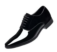 Derbies - Barniz de terciopelo para hombre, color azul marino, punta puntiaguda, cordones, estilo inglés, zapatos formales elegantes, diseñados para la oficina, boda y velada de Gala, ligeros y