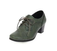 Derbies - Tacón con cordones, punta cuadrada redondeada, parte superior cerrada con detalles perforados en piel, estilo retro británico para oficina, salida, primavera, otoño, exterior y diario, 01