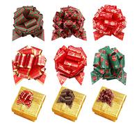 Derbway 12pcs Lazos de Regalo con Cinta, Accesorio de Envoltura de Navidad, Cesta, Ramo, Decoración de Floristería, Fácil de Montar