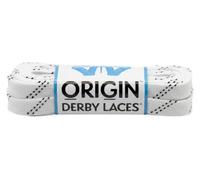 Derby Laces ORIGIN - Encaje encerado estilo hockey de 10 mm de ancho para patines, roller derby, botas de trabajo y senderismo, Blanco con trazador negro, 96 Inch / 244 cm