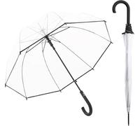 derby Paraguas largo doppler Hit Lang AC transparente, automático, estable y resistente al viento, forma de campana, Negro