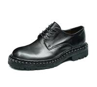Derbys Formales Vintage en Piel Genuina para Hombre Zapatos con Cordones Casuales Negocio Hechos a Mano,Negro,45