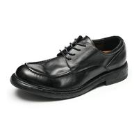 Derbys Vintage Suaves en Piel Genuina para Hombre Zapatos de Vaca Hechos a Mano Zapatos con Cordones Casuales Negocios,Negro,43