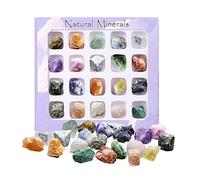 DERCLIVE - Juego de 20 Piezas de Roca y Mineral, colección geología, Cristales de educación de minerales Naturales (20)