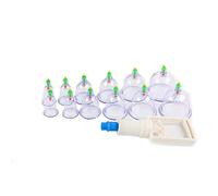 DERCLIVE Juego de terapia de ventosas, 12 unidades de ventosas al vacío de varios tamaños con bomba, juego de terapia de ventosas de acupuntura china para alivio muscular del dolor de espalda/cuello