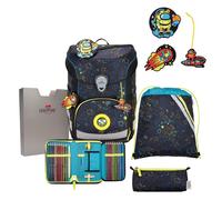 DerDieDas ErgoFlex Easy LED Juego de mochilas escolares 5 piezas gris