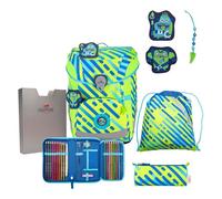DerDieDas ErgoFlex Easy Neon Monster - Juego de 5 Mochilas Escolares, Verde/Azul