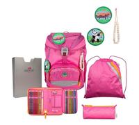 DerDieDas Set de mochila escolar ErgoFlex Exklusiv Eco 5 piezas Pink Planet