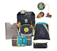 DerDieDas ErgoFlex Tiny LED Crazy - Juego de 5 mochilas escolares, Negro