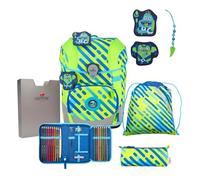 DerDieDas ErgoFlex Tiny Neon Monster - Juego de 5 Mochilas Escolares, Verde/Azul