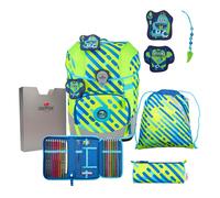 DerDieDas ErgoFlex Tiny Neon Monster - Juego de 5 Mochilas Escolares, Verde/Azul