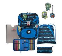 DerDieDas Juego de mochilas escolares ErgoFlex Superflash 5pcs. azul