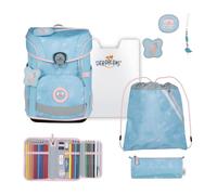 DerDieDas mochila escolar ErgoFlex Easy Set 6 -piezas Ocean Pearl azul claro