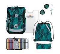 DerDieDas mochila escolar ErgoFlex Easy Set 6 -piezas Reptile Rush turquesa