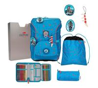 DerDieDas Mochila Escolar ErgoFlex Easy Superflash Set 6 -Piezas Blue Ice Azul