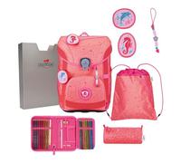 DerDieDas mochila escolar ErgoFlex Easy Superflash Set 6 -piezas Coral Reef salmón