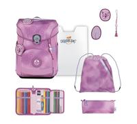 DerDieDas mochila escolar ErgoFlex Easy Superflash Set 6 -piezas Make a Wish rosa