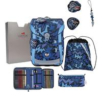 DerDieDas Mochila Escolar ErgoFlex Light Set 6 -Piezas Dark Dragon Azul