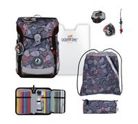 DerDieDas mochila escolar ErgoFlex Light Set 6 -piezas Dragon Flame gris