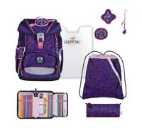 DerDieDas mochila escolar ErgoFlex Light Set 6 -piezas Magical Bloom púrpura