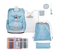 DerDieDas mochila escolar ErgoFlex Light Set 6 -piezas Ocean Pearl azul claro