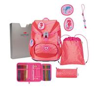 DerDieDas Mochila Escolar ErgoFlex Light Superflash Set 6 -Piezas Coral Reef salmón