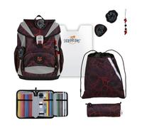 DerDieDas mochila escolar ErgoFlex Light Superflash Set 6 -piezas Wild Spirit negro
