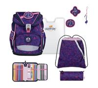 DerDieDas mochila escolar ErgoFlex Superlight Schulranzenset 5 -piezas Magical Bloom púrpura
