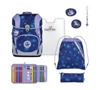 DerDieDas mochila escolar ErgoFlex Tiny LED Set 6 -piezas Fantasy Spark morado