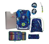 DerDieDas mochila escolar ErgoFlex Tiny LED Set 6 -piezas Moon Mission azul
