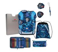 DerDieDas mochila escolar ErgoFlex Tiny Set 6 -piezas Dark Dragon azul